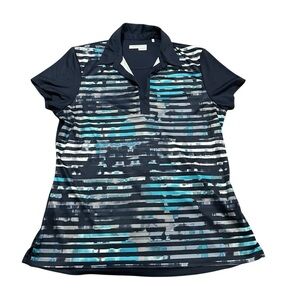 Callaway Pattern Printed Navy Golf Polo Shirt Optidry Athletic collar breathable